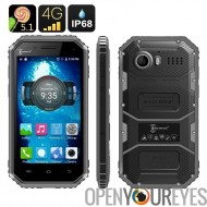 Ken Xin Da W6 Smartphone robuste - IP68, Dual SIM, 4G, Quad Core CPU, Shock Proof, Android 5.1 (noir)
