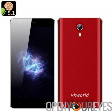 VKWorld F1 Android Smartphone 5.1 - 4,5 pouces 854 x 480 IPS, Smart suite, Quad Core CPU, 2 SIM, Bluetooth 4.0 (rouge)