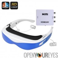 VR lunettes vidéo 3D - écran virtuel de 98 pouces, 16:9, écran HD et HDMI entrée, 8Go intégré, Support de carte TF