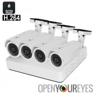 Kit de Surveillance propriété NVR - Nightvision, imperméable à l’eau, HDMI, 4 x 1/4 de pouce CMOS capteur 720p caméras IP, PoE,