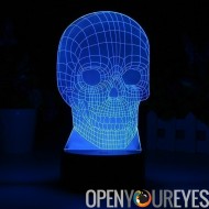 Crâne 3D LED Light - 7 couleurs, éclairage 2 Modes, 5 watts, alimentation par le biais de Micro USB ou piles AA
