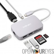 Les multi-Port USB-C Adaptateur - 4 K Support, HDMI, Port Ethernet Gigabit, 2 x USB 3.0, Micro SD, carte USB-C entrée, SD