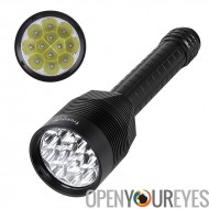 Lampe de poche LED - 13000 Lumen, lentille en verre renforcé, en aluminium alliage corps, 5 Modes d’éclairage, 12 x CREE XM-L T